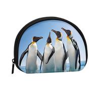 Happy Penguin Minis Borsa portaoggetti a conchiglia, piccolo portamonete con minis con cerniera, borsa per monete e chiavi, puoi anche riporre tutti i piccoli oggetti che desideri, Nero , Taglia