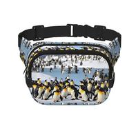 Happy Penguin Print Square Double Layer Funzionalità Marsupio Unisex Crossbody Pack Travel Workout, Nero, Taglia Unica, Nero, One Size