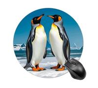 Happy Penguins, Tappetino per mouse rotondo con base in gomma antiscivolo, lavabile, tappetino protettivo per scrivania, decorazione per casa e ufficio, accessori da scrivania, 19,8 cm