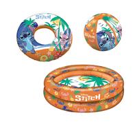 Happy People - Disney Stitch Set Da Nuoto (3 Pezzi) Piscina Palla Da Gioco