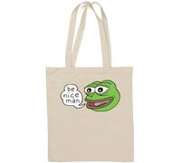 Happy Pepe The Frog Be Nice Man - Borsa tote in cotone naturale, colore: Bianco