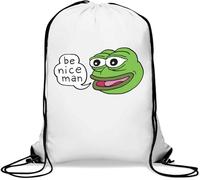 Happy Pepe The Frog Be Nice Man - Sacca da palestra casual, con coulisse, colore: bianco