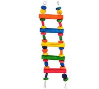 Happy Pet Playtime Scaletta Giocattolo per Uccelli Arrampicata posatoio in Legno Durevole Appeso Divertente Esercizio interattivo Gabbia Accessorio per pappagalli calopsitte, 69 cm