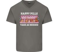 Happy Pills Antidepressants Cani Uomo Scollo A V Cotone T-Shirt