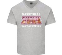 Happy Pills Antidepressants Cani Uomo Scollo A V Cotone T-Shirt