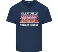Happy Pills Antidepressants Cani Uomo Scollo A V Cotone T-Shirt