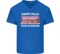 Happy Pills Antidepressants Cani Uomo Scollo A V Cotone T-Shirt