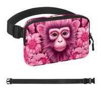 Happy Pink Gorilla Marsupio per donne e uomini, borsa a tracolla con tasche con cerniera, marsupio impermeabile con cinturino regolabile per allenamento, corsa, viaggi, escursionismo, multicolore,
