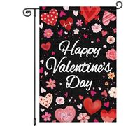 Happy Pink Love Heart Flower Welcome Spring Bandiere Durevole Bandiera Robuste Bandiera Da Giardino Per Interno Feste Esterno 30X45Cm