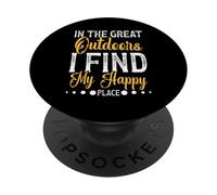 Happy Place All'aperto Campeggio Escursioni Sentieri Camper Uomo Donna PopSockets PopGrip Adesivo