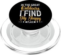 Happy Place All'aperto Campeggio Escursioni Sentieri Camper Uomo Donna PopSockets PopGrip per MagSafe