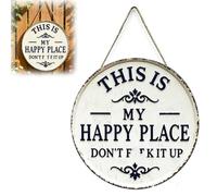 Happy Place - Insegna Vintage in Metallo Con Frase D'impatto: "Questo è Il Mio Posto Felice, Non Rovinarlo" Decorazione Rotonda Da Parete per Giardino, Insegna E Targa Decorativa(1PC,12 * 12IN)