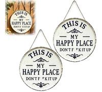 Happy Place - Insegna Vintage in Metallo Con Frase D'impatto: "Questo è Il Mio Posto Felice, Non Rovinarlo" Decorazione Rotonda Da Parete per Giardino, Insegna E Targa Decorativa(2PCS,12 * 12IN)