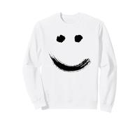 Happy Pleased Face - Minimal Black Drawing Felpa