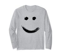 Happy Pleased Face - Minimal Black Drawing Maglia a Manica