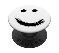 Happy Pleased Face - Minimal Black Drawing PopSockets PopGrip Adesivo