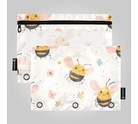 Happy Pollen Bee - Astuccio a 3 fori per raccoglitore, con fori, per scuola, ufficio