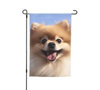 Happy Pomeranian Bandiere per esterni, 30,5 x 45,7 cm, stampa su entrambi i lati, bandiera da giardino per esterni, bandiera per vacanze con occhielli, bandiera per casa, cortile, per fattoria, prato