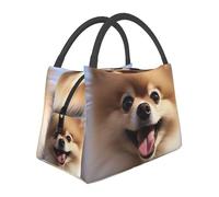 Happy Pomeranian Borsa per il pranzo per donne e uomini adulti, isolata, riutilizzabile, a prova di perdite, borsa tote per il pranzo di grande capacità, contenitore per alimenti portatile, per lavoro