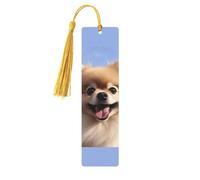 Happy Pomeranian Segnalibri in legno per gli amanti dei libri, segnalibro fai da te fatto a mano con nappe colorate Marcatori di pagina stampati su entrambi i lati, accessori artistici per libri
