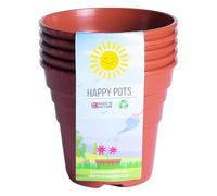 Happy Pots - 10 cm terracotta lucida - Confezione da 5 vasi per piante in plastica premium - vasi da fiori riutilizzabili per interni ed esterni decorazione casa giardinaggio - rotondi, resistenti,