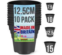 Happy Pots - 12,5 cm nero lucido - Confezione da 10 vasi per piante in plastica premium - vasi da fiori riutilizzabili per interni ed esterni decorazione casa giardinaggio - rotondi, resistenti,