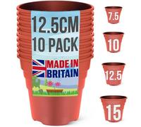 Happy Pots - 12,5 cm terracotta lucida - Confezione da 10 vasi per piante in plastica premium - vasi da fiori riutilizzabili per interni ed esterni decorazione casa giardinaggio - rotondi, resistenti,