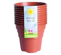 Happy Pots - 12,5 cm terracotta lucida - Confezione da 10 vasi per piante in plastica premium - vasi da fiori riutilizzabili per interni ed esterni decorazione casa giardinaggio - rotondi, resistenti,