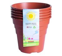 Happy Pots - 12,5 cm terracotta lucida - Confezione da 5 vasi per piante in plastica premium - vasi da fiori riutilizzabili per interni ed esterni decorazione casa giardinaggio - rotondi, resistenti