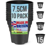 Happy Pots, 7,5 cm, nero lucido, rotondo, resistente, riutilizzabile di alta qualità, Made in UK, 100% riciclabile, resistente ai raggi UV, confezione da 60