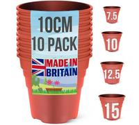 Happy Pots - Confezione da 10 vasi per piante in plastica di alta qualità, riutilizzabili, per interni ed esterni, decorazione domestica e giardinaggio, rotondi, resistenti, resistenti ai raggi UV,