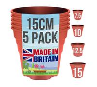 Happy Pots Vaso per piante in plastica, 15 cm, confezione da 5, prodotto nel Regno Unito, riciclabile, con fori di drenaggio, terracotta senza BPA
