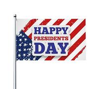 Happy Presidents Day Bandiera da Esterno in Poliestere con Occhielli in Ottone, 3 Bandiere da 5 Piedi