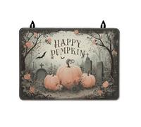 Happy Pumpkin, copertura per fornello elettrico, decorazione per cucina di Halloween, copertura per piano in vetro, in gomma, lavabile, 71 x 50 cm