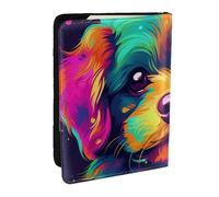 Happy Puppy in The Style - Custodia per passaporto, da viaggio, in pelle PU, per uomini e donne, 16,5 cm, Nero , Taglia unica