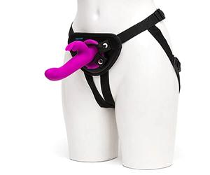 Happy Rabbit Silicone Vibrating Strap On Harness Set, Rechargeable Waterproof 15 Function-Purple - 500 Gr