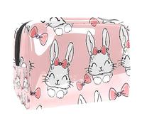 Happy Rabbit - Trousse per cosmetici da donna, con fiocco rosa, grande, in PVC, con cerniera, Multi, 18.5x7.5x13cm/7.3x3x5.1in, Beauty case