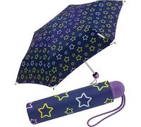 happy rain Ergobrella - Ombrello tascabile per bambini con elementi riflettenti, Stelle incandescenti, 89 cm, giocoso