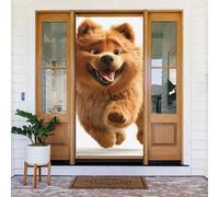 Happy Running Dog Door Covers Decorative - Decorazioni per porte per interni ed esterni, primavera/estate/autunno/inverno, decorazioni natalizie di Halloween