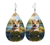 Happy Shiba Inu - Orecchini in pelle, stile europeo e americano, per giovani donne, regali di compleanno/San Valentino