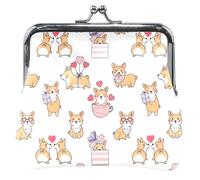 Happy Shiba Inu - Portamonete da donna in pelle con chiusura a bacio e fibbia, Felice Shiba Inu, OneSize