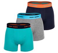 Happy Shorts Boxer Uomo Pantaloncini, 3er Pacco - Retro Jersey, Logo Colorato