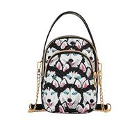 Happy Siberian Husky Dog Women Single Shoulder Purse Quilted Chain Strap Phone Wallet Cute Zipper Designer Bowler Tote