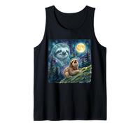 Happy Sloth Howling at The Moon Night Sky Animal Art Canotta