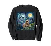 Happy Sloth Howling at The Moon Night Sky Animal Art Felpa