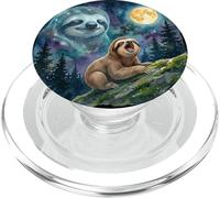 Happy Sloth Howling at the Moon Night Sky Animal Art PopSockets PopGrip per MagSafe