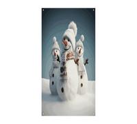 Happy Snowman - Coperture per porta d'ingresso, striscione di benvenuto, grande sfondo divertente, decorazioni per appendere interni ed esterni e buoni regali di primavera per gli amici