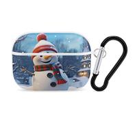 Happy Snowman - Custodia protettiva antiurto per auricolari Airpods Pro, con moschettone, anti-caduta, per il trasporto di Airpods Pro di seconda generazione, bianco