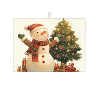 Happy Snowman Sciarpa Red Buttons Grande Tappetino scolapiatti 45,7 x 61 cm, super assorbente e lavabile in lavatrice