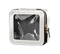 Happy Snowman - Trousse da viaggio per cosmetici, piccola, portatile, con cerniera, finestre trasparenti, per donne, Multicolore, Taglia unica